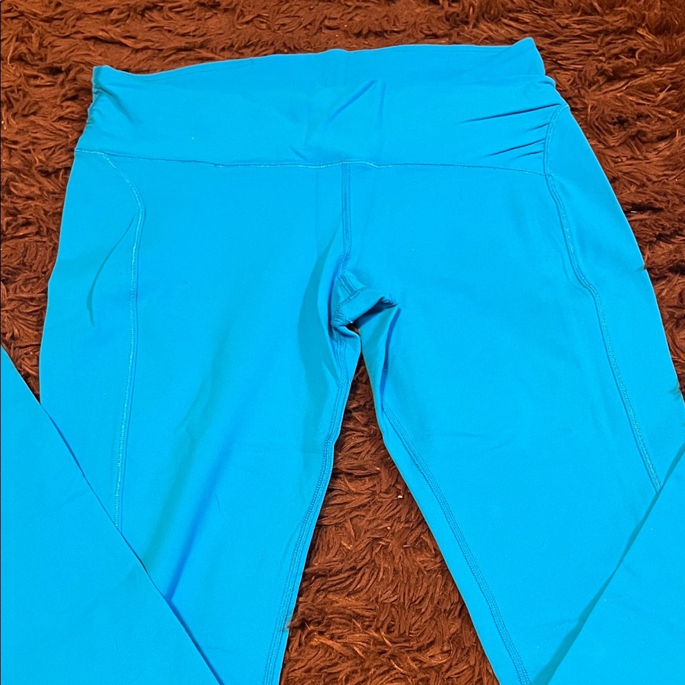 Lululemon Bright Blue yoga, activewear Leggings cinched waist like new